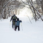Parent and Child Skiing on Grand Forks Greenway and Living a Healthy Lifestyle in North Dakota SOULSHINE CREDIT