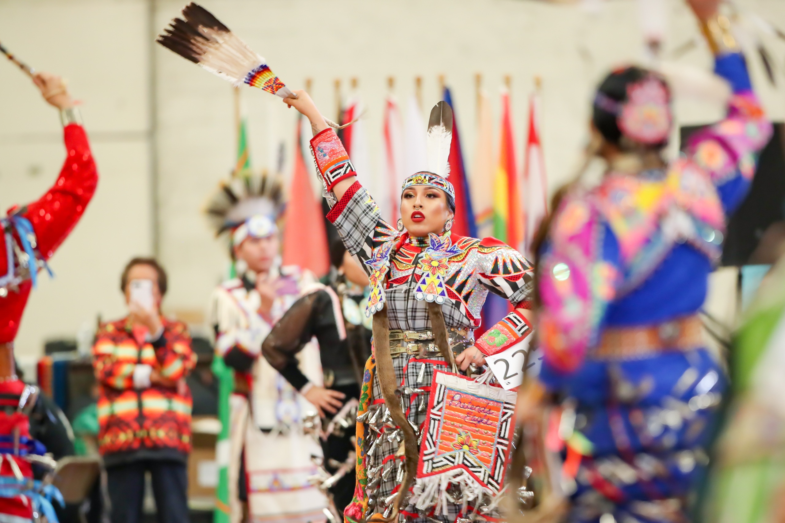 Woman Performaing at Wacipi Cultural Event in Grand Forks North Dakota