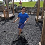 Courtney's son running around at Sherlock Castle Park in East Grand Forks