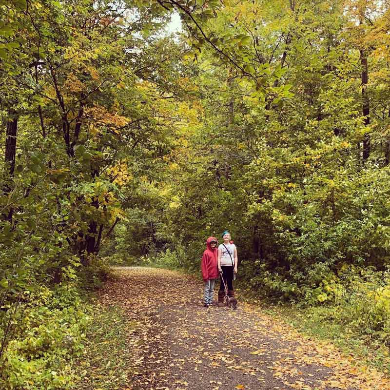 Mairi and Jonas on a trail