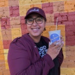 Myra holding a You Betch! ice cream from a local business in Grand Forks