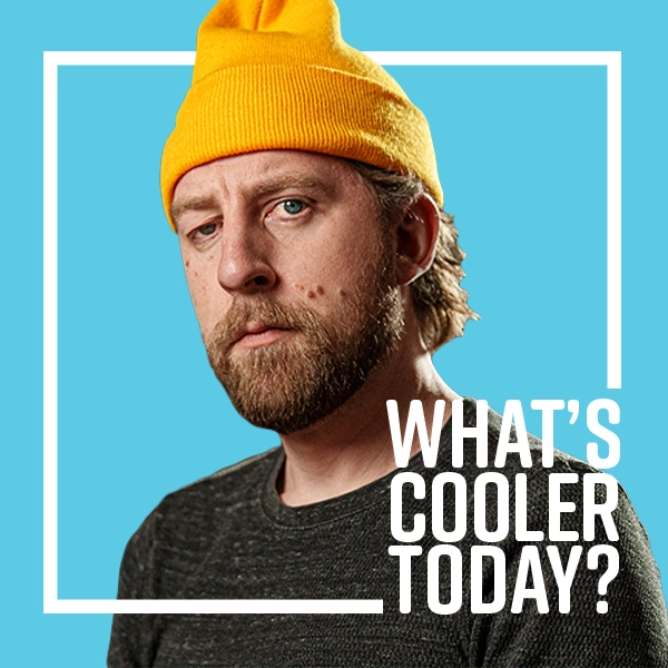 Grand Forks writer of 'What's Cooler Today?' Author John in front of Blue Background