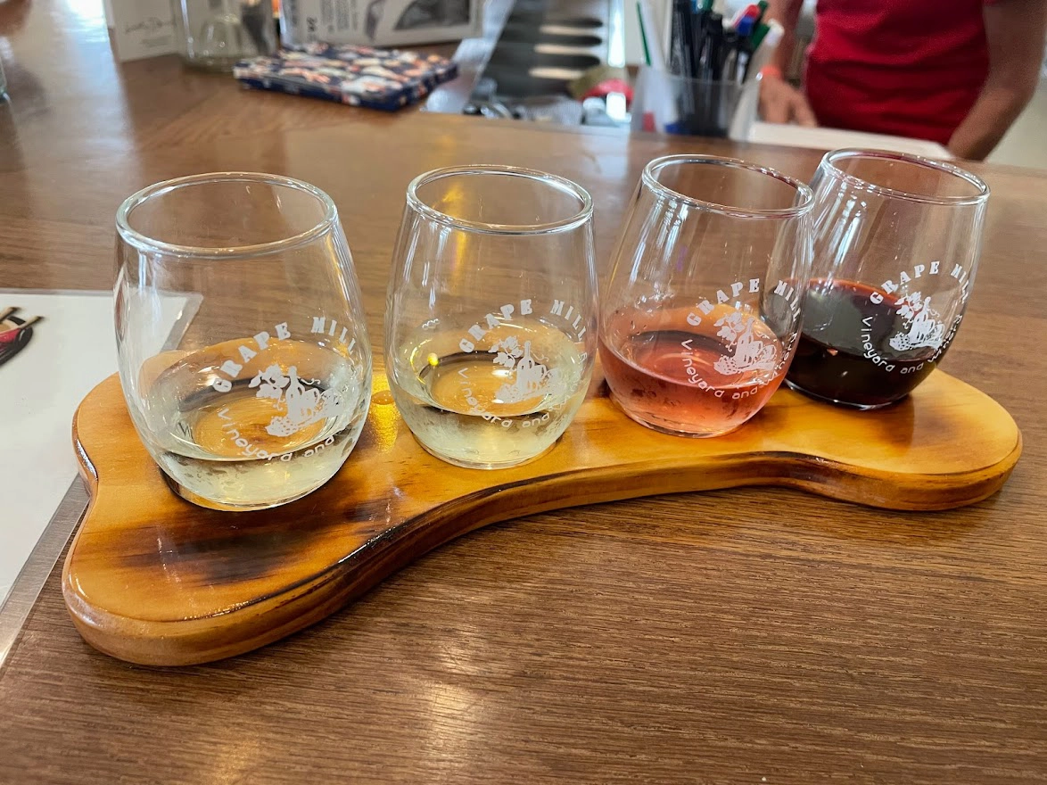 Wine flight at Grape Mill Winery in East Grand Forks.