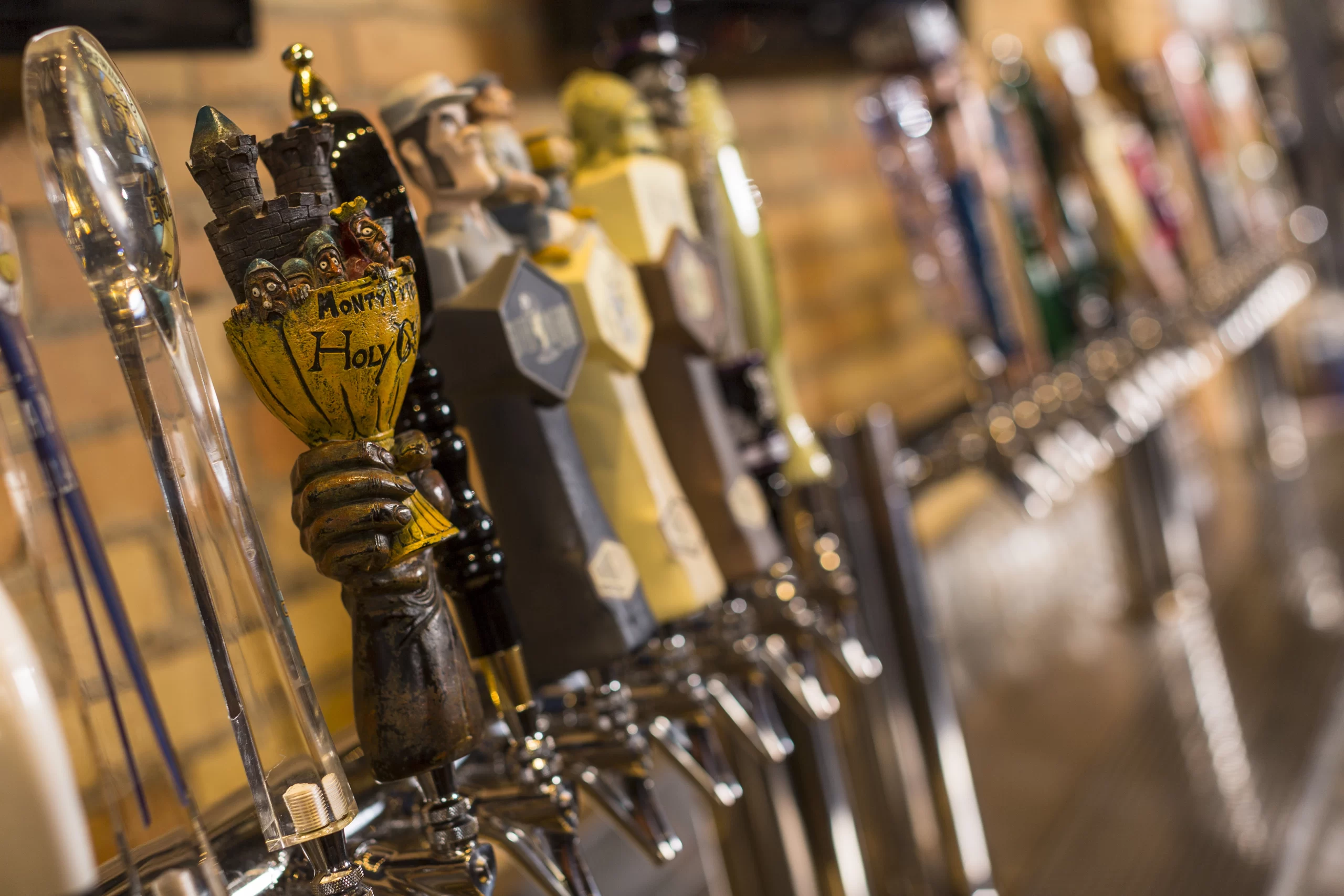 Beer taps at Brick and Barley in Grand Forks. Taken by Visit Greater Grand Forks.