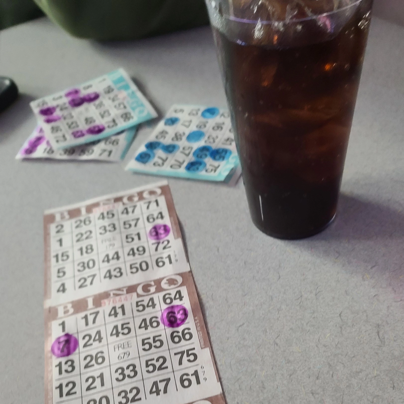 Bingo card and pepsi