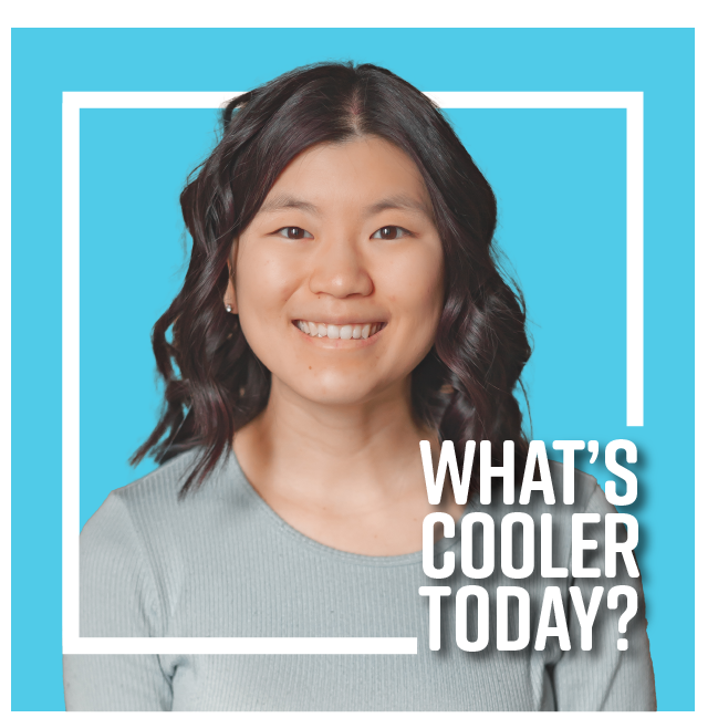 Image of Molly Hane over blue background and text that reads "What's Cooler Today?"