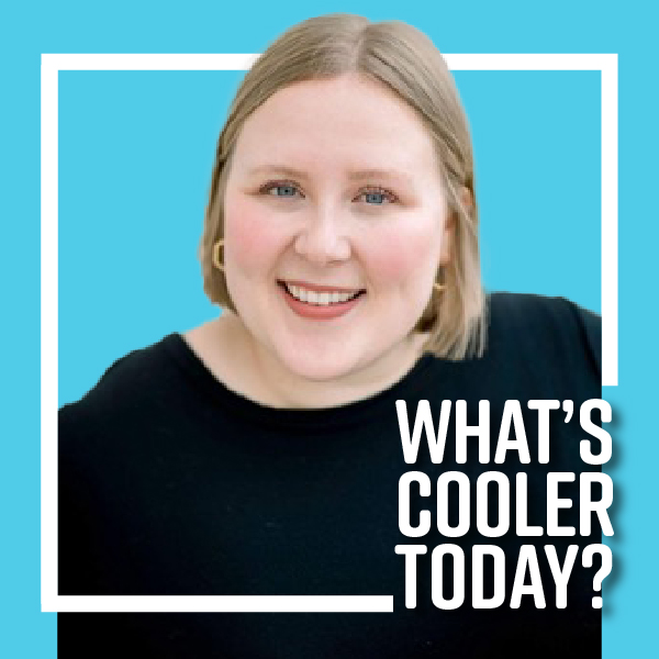 What's Cooler Today author Molly in front of a blue backdrop.