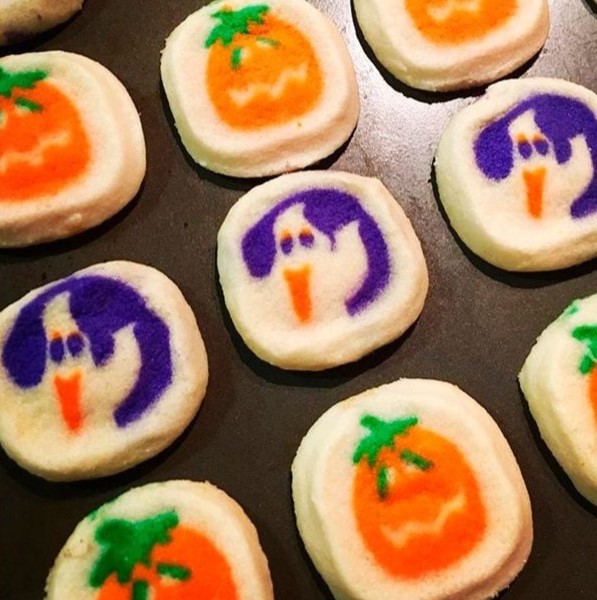 Pillsbury Halloween cookies designed with ghosts and jack o' lanterns.