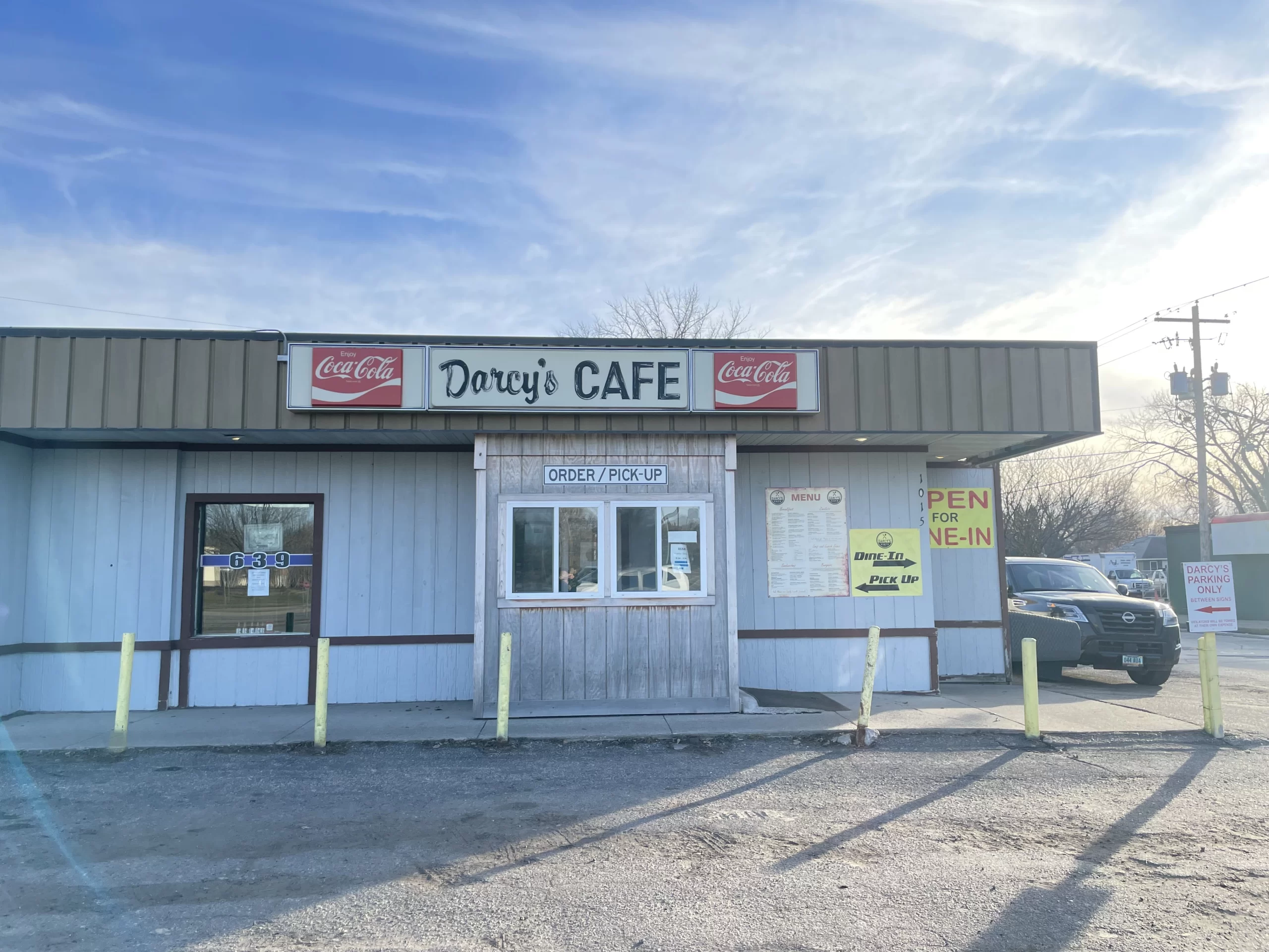 Darcy's Cafe in Grand Forks from the exterior view.