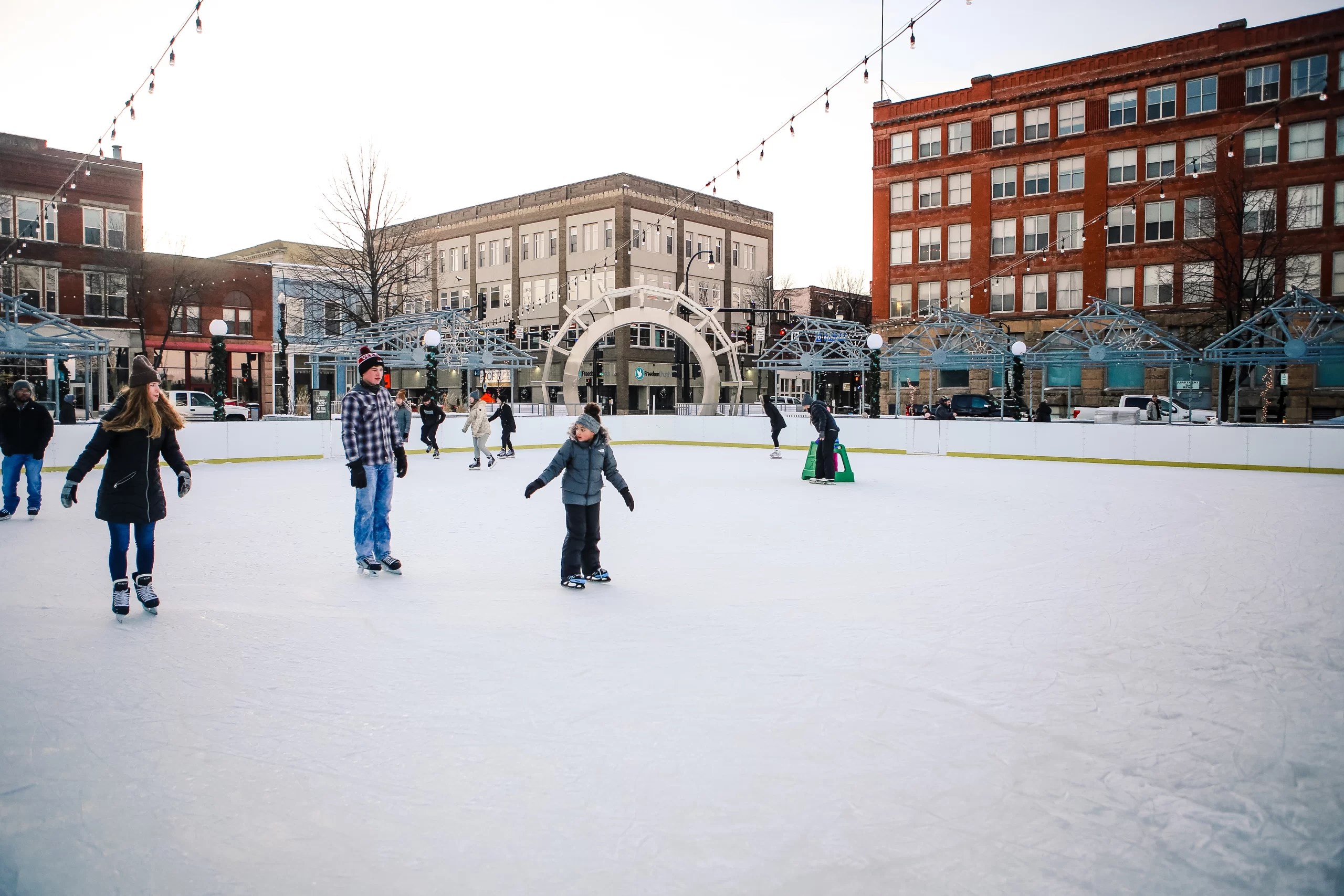 Ice Skating in Grand Forks Town Square.