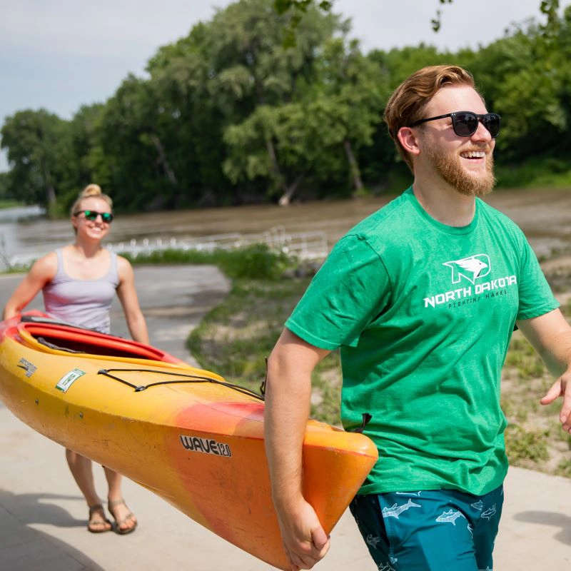 Couple Kayaking in Grand Forks.