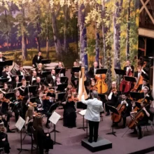 Grand Forks Symphony Orchestra playing on the stage