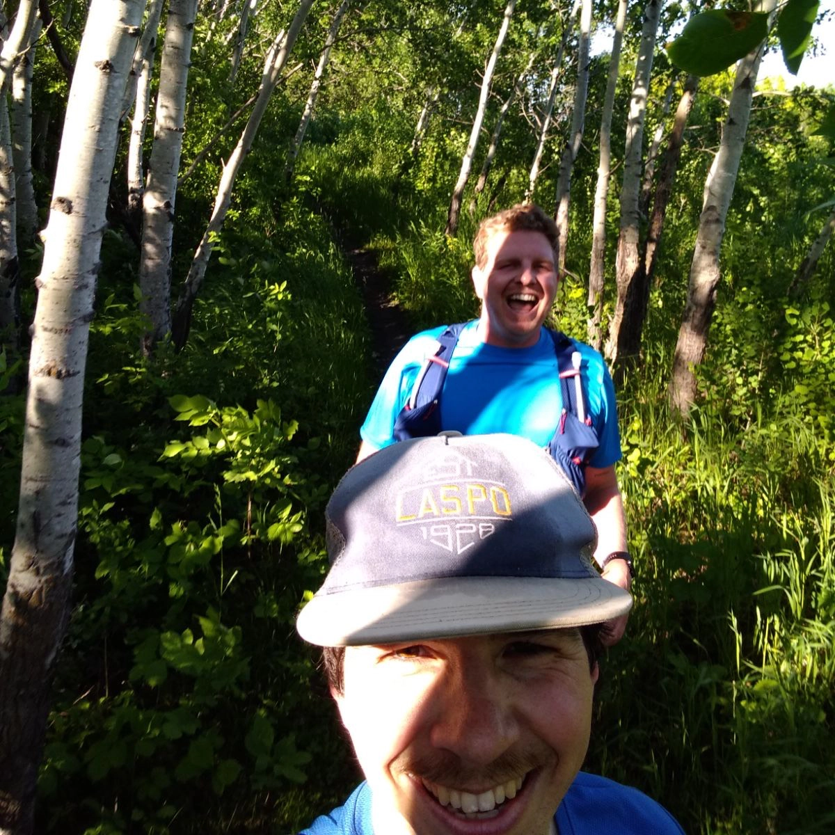 Marcus and Paul trail running at Turtle River State Park.