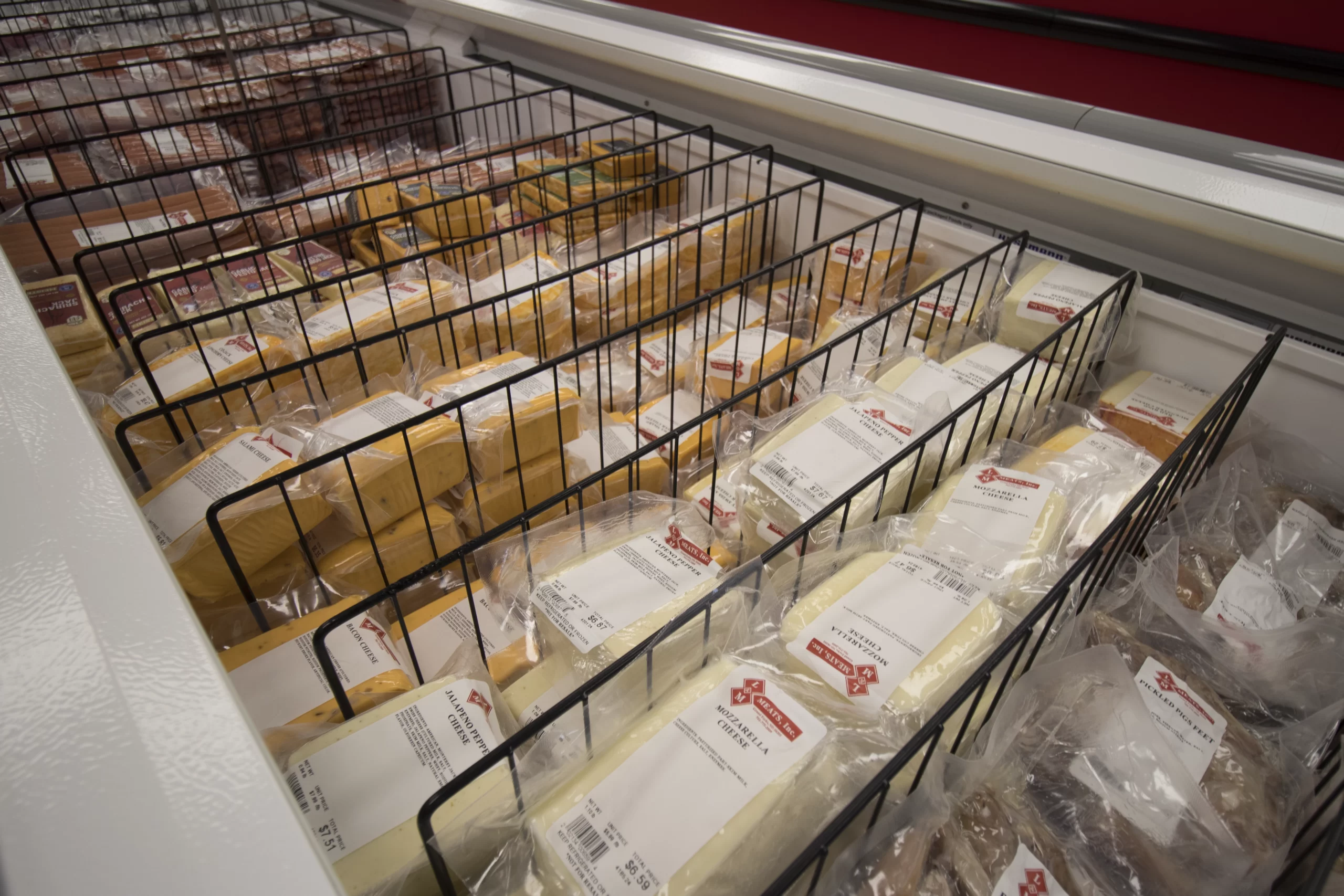 Cheeses at LM Meats in Grand Forks.