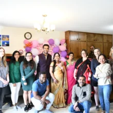 International students in Grand Forks at baby shower in Grand Forks.