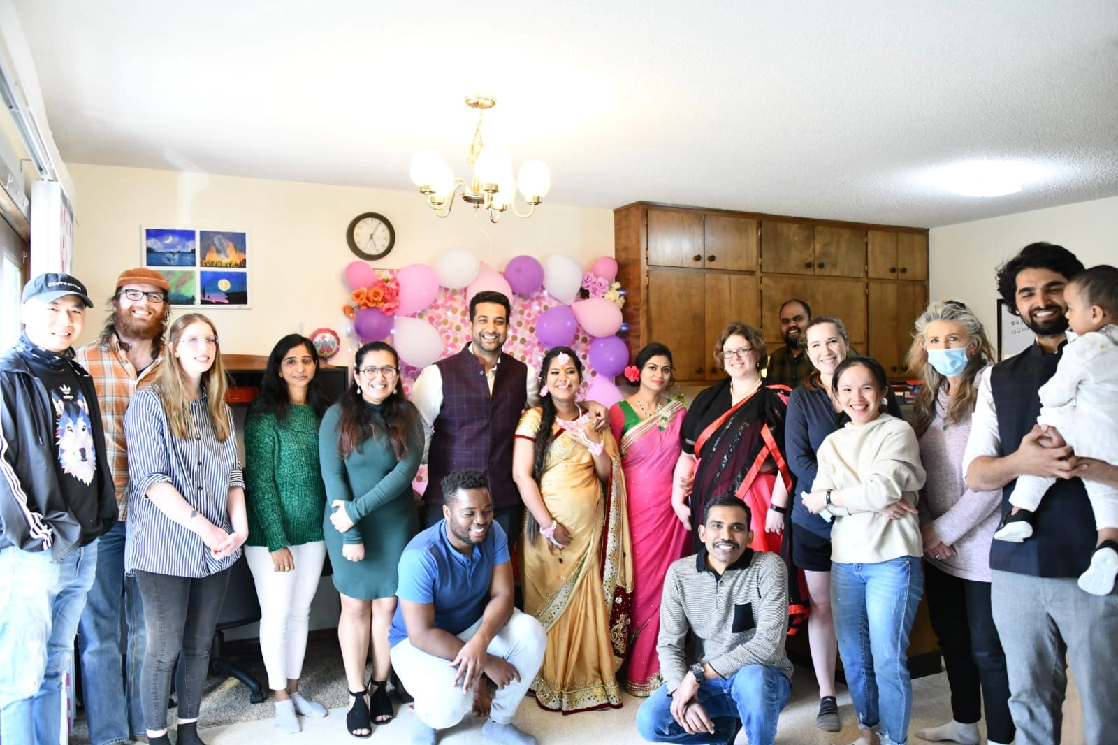 International students in Grand Forks at baby shower in Grand Forks.