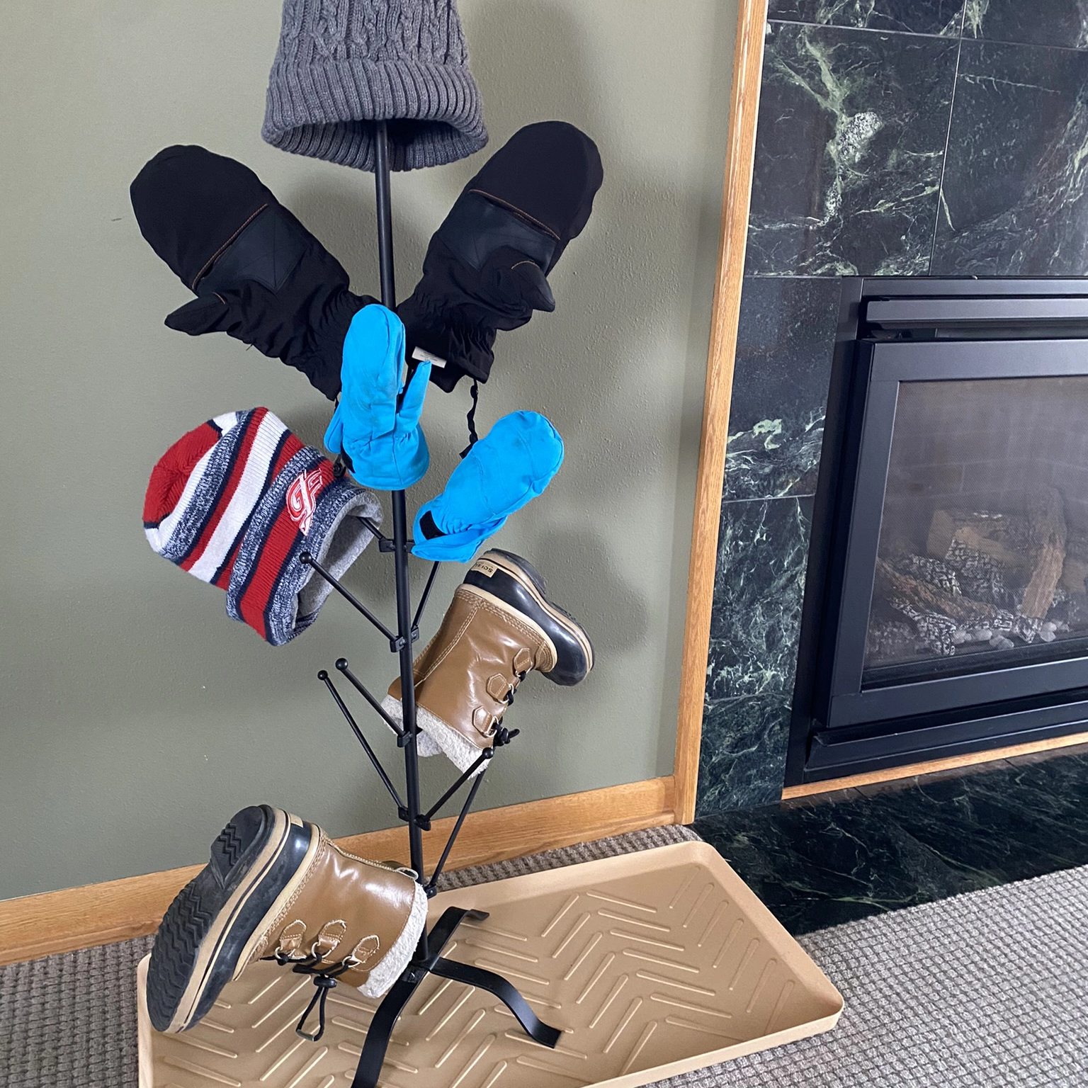 Hat tree by the fire place