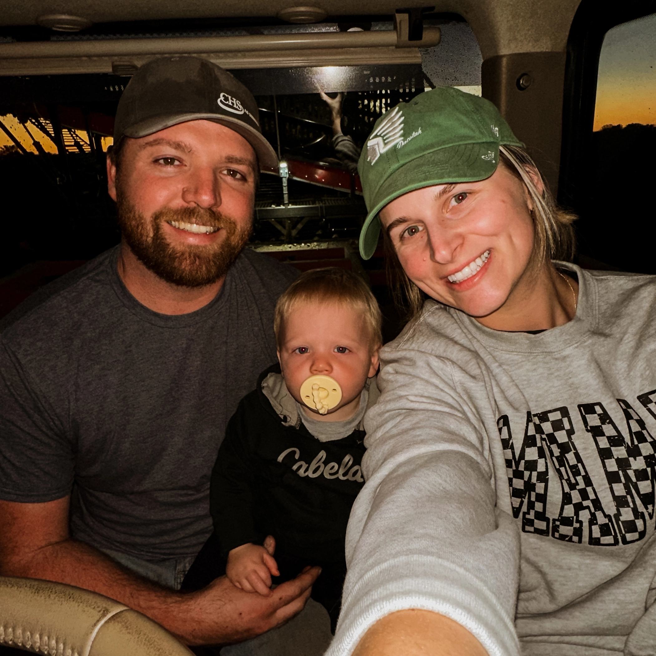 Selfie in the tractor in Grand forks during Sugar Beet season