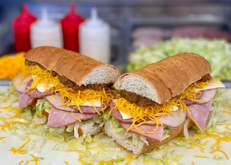 The Red Pepper Grinder with meat and cheese and lettuce.