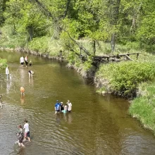 Image from above of the Turtle River play area in the stream!