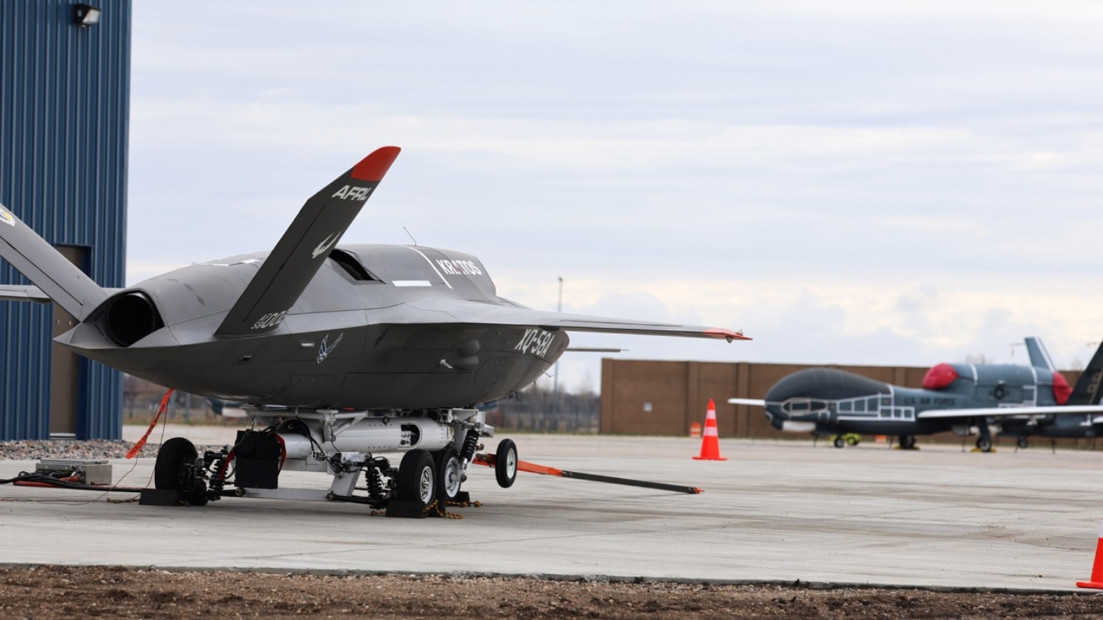 a jet sits out in the lot