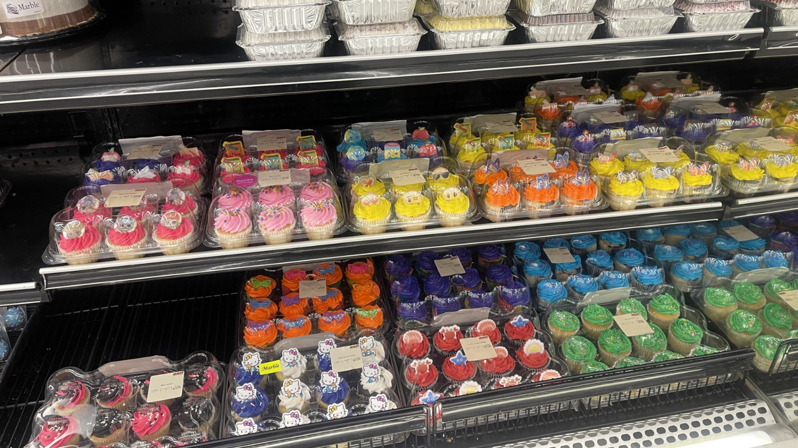 The vast cupcake selection at Hugo's bakery