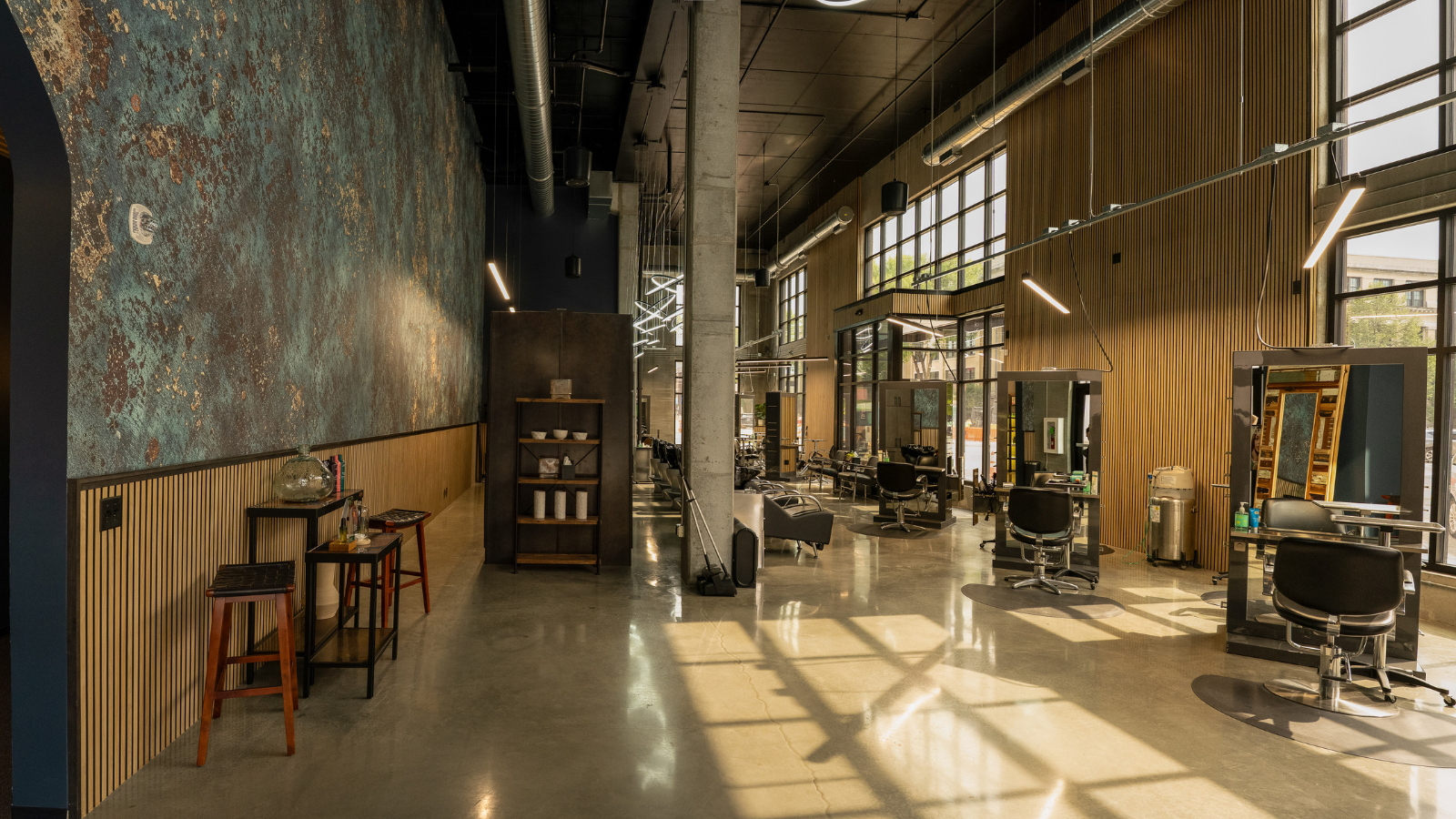 Indoor image of the main space inside the new Avant Salon and Spa