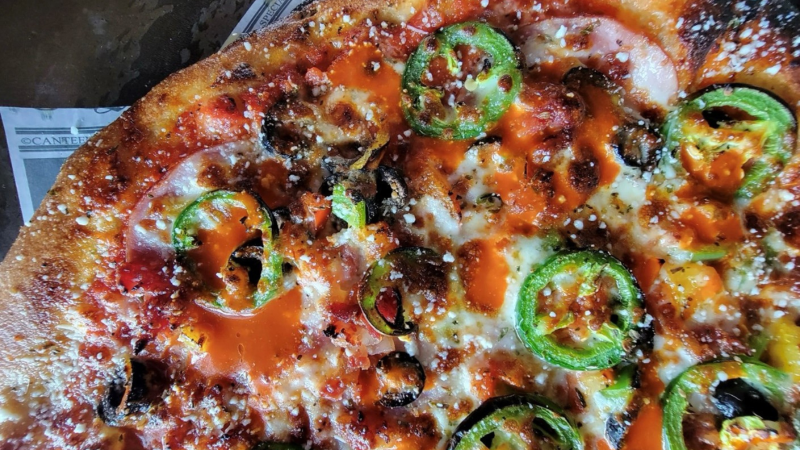 Up North Pizza close up! Look at those jalapeños!