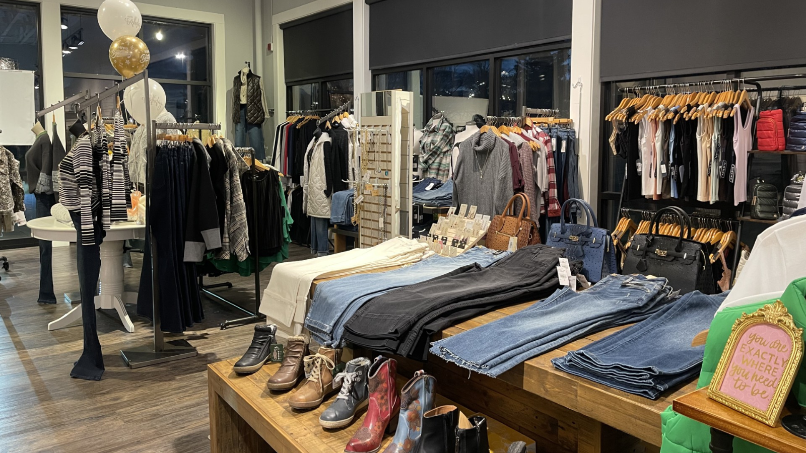 Mainstream Boutique photo of the west side of the store. Loads of jeans to pick from, shoes, and fun sweaters!