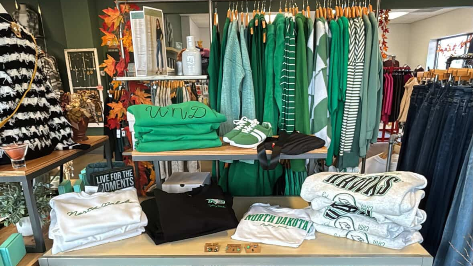 Northern Roots UND display with loads of UND fan gear to have you ready for any game!