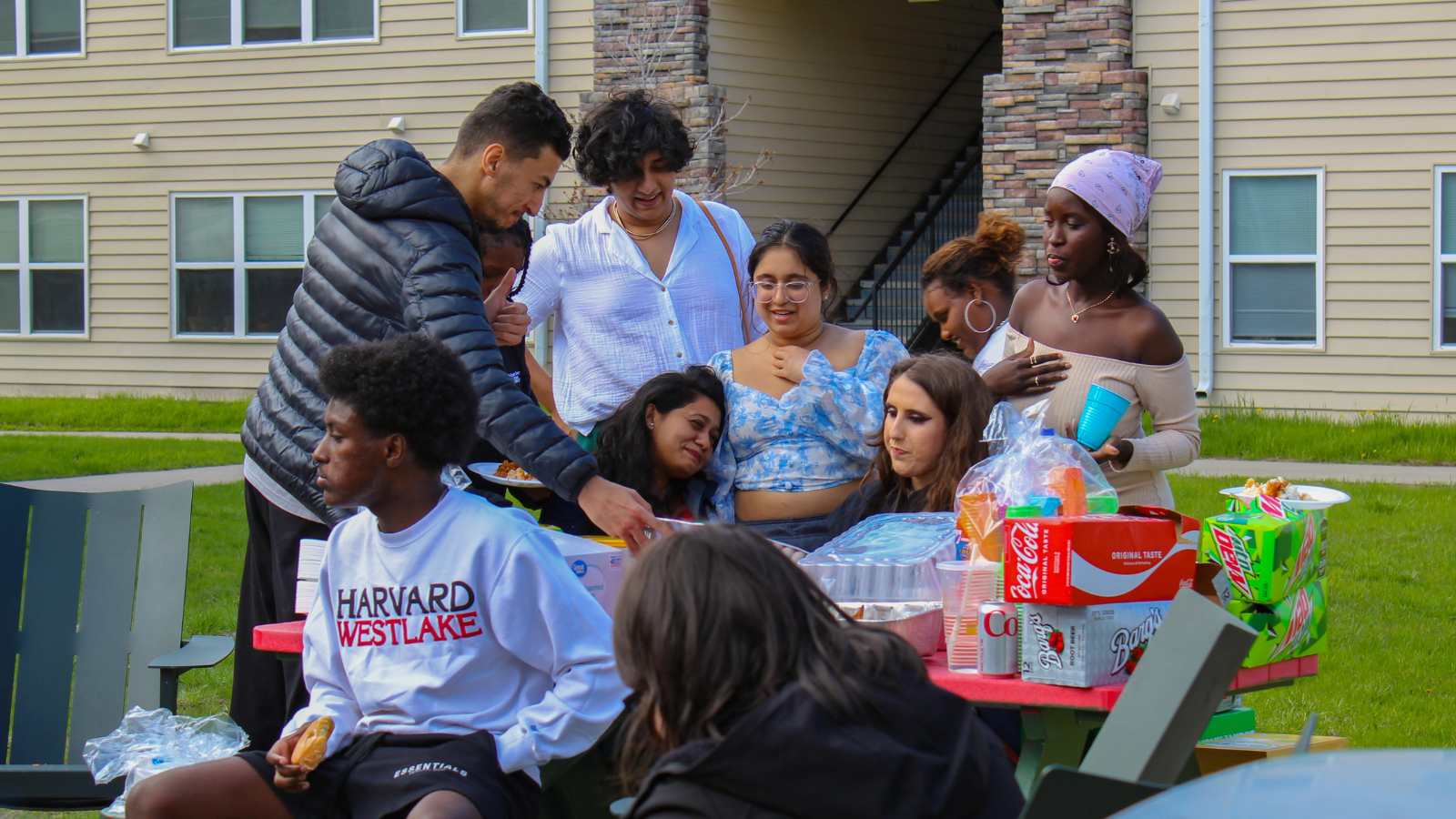 Group gathering in the summertime
