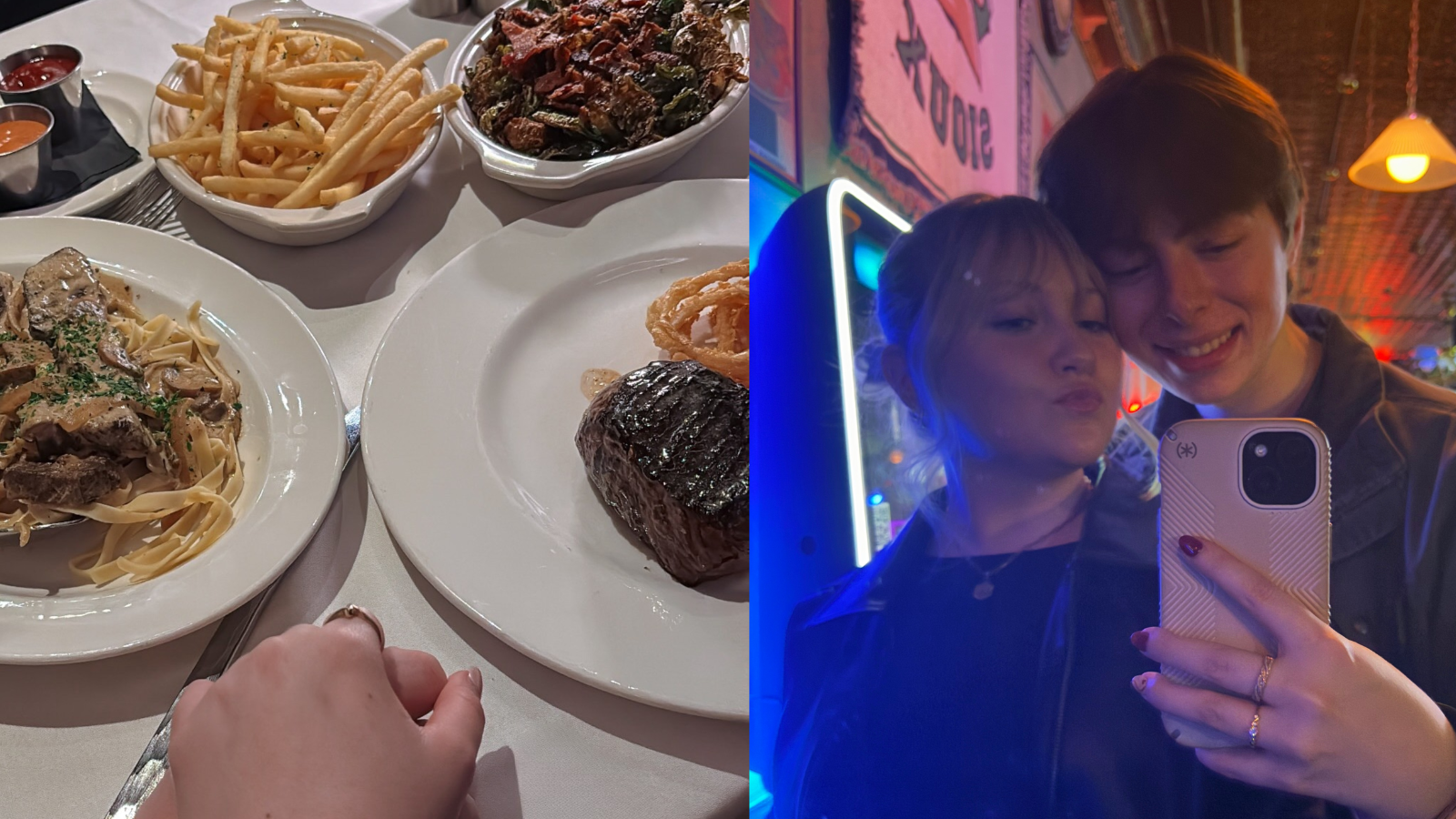 Author Madi and partner Jaxxon pose on a date night.