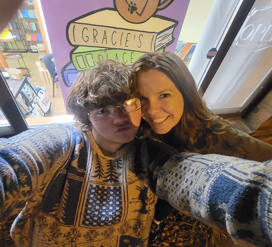 Gracie's Place Bookstore featuring a selfie of the owners