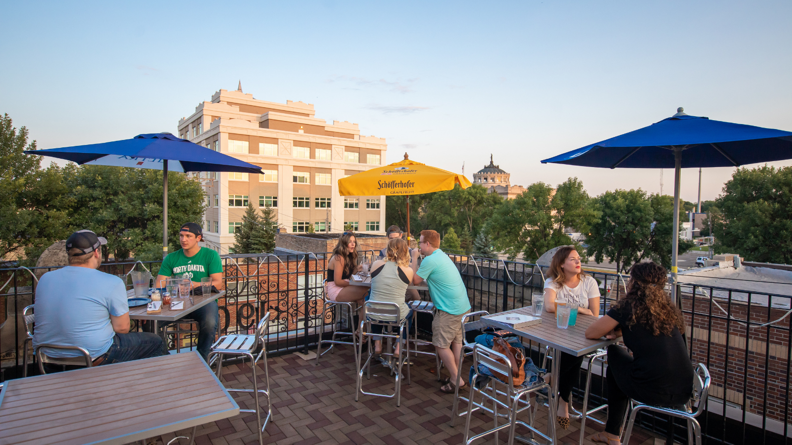 Rhombus Guys patio in the evening time!